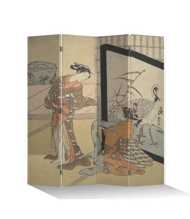 Japans Kamerscherm Oosters Scheidingswand B160xH180cm 4 Panelen Japanse Vrouwen