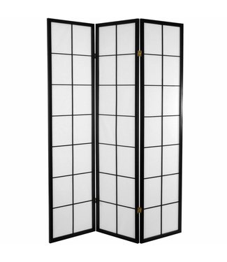 Fine Asianliving Biombo Japonés An135xAl180cm 3 Paneles Shoji Papel de Arroz Negro Separador