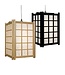 Lampe á Suspension Japonaise en Bois Shoji Papier de Riz Noir - Dofu L20.5xP20.5xH31cm