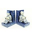 Chinese Bookend Porcelain Children Blue-White Set/2 W18xD13xH22cm