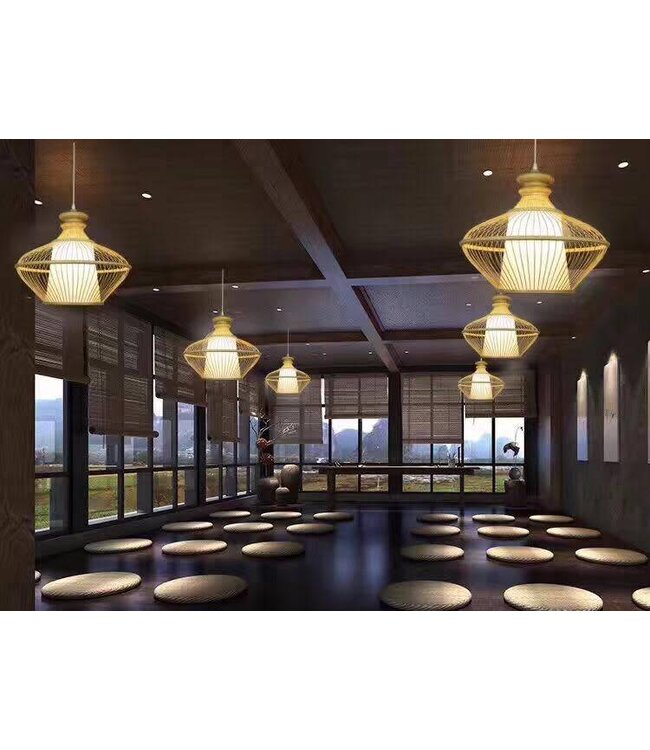 Bambus Hängelampe Pendelleuchte Handgefertigt - Ophelia D46xH40cm