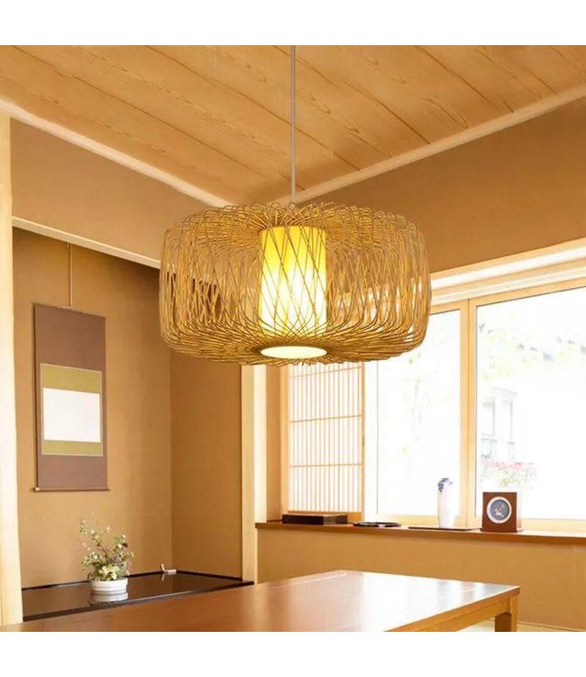 Bamboo Lampshade Pendant Light Handmade - Noelle D50xH30cm