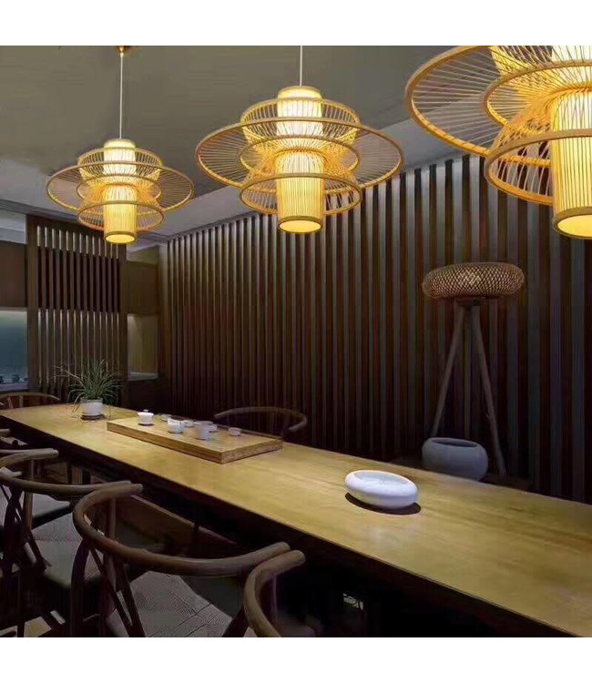 Bamboo Lampshade Pendant Light Handmade - Nicole D60xH56cm