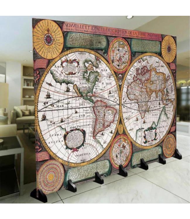 Paravent Raumteiler B240xH180cm Trennwand  6-teilig Weltkarte