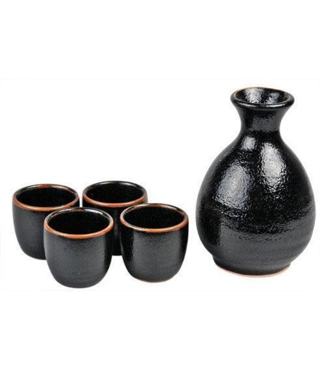 Japanese Sake Set Black Orientique Asianliving
