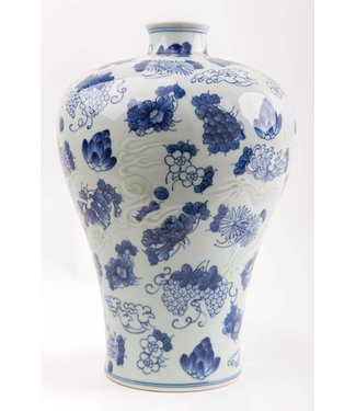 Fine Asianliving Chinesische Vase Porzellan Handbemalt Blau und Weiß