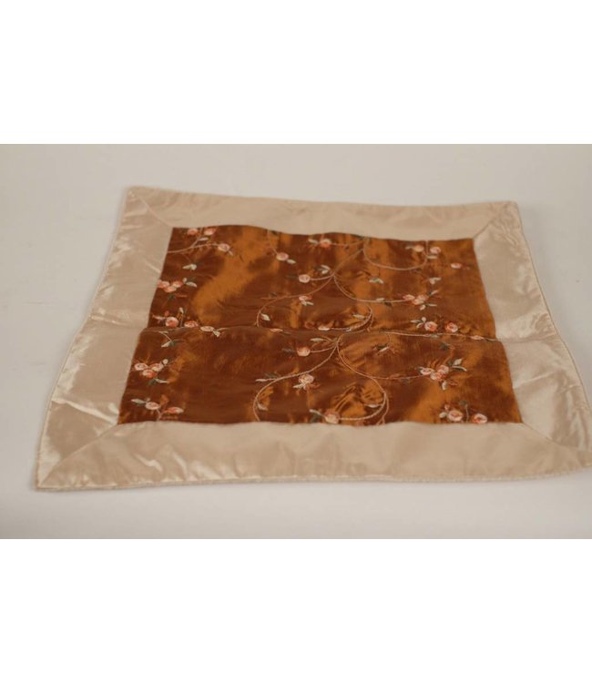 Chinese Cushion Flowers Brown 45x45cm
