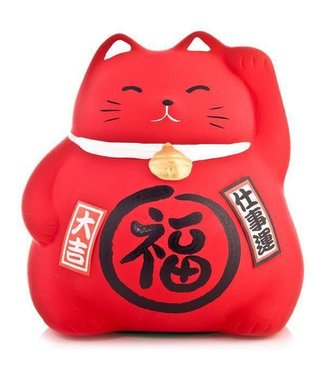 Fine Asianliving Lucky Cat Maneki Neko Red - Work