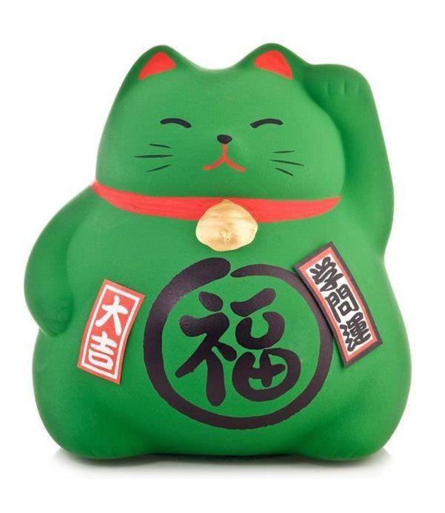 Lucky Cat Money Box Green - Study