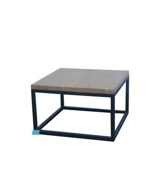 Fine Asianliving Mesa de Centro China Contemporánea de Madera y Acero Negra A65xP65xA40cm