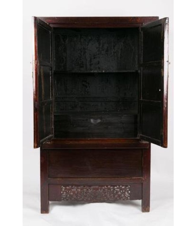 Armario de Boda Chino Antiguo Tallado a Mano en Marrón