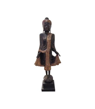 Fine Asianliving Thai Brown Buddha On Stand with Mirror-Like Details