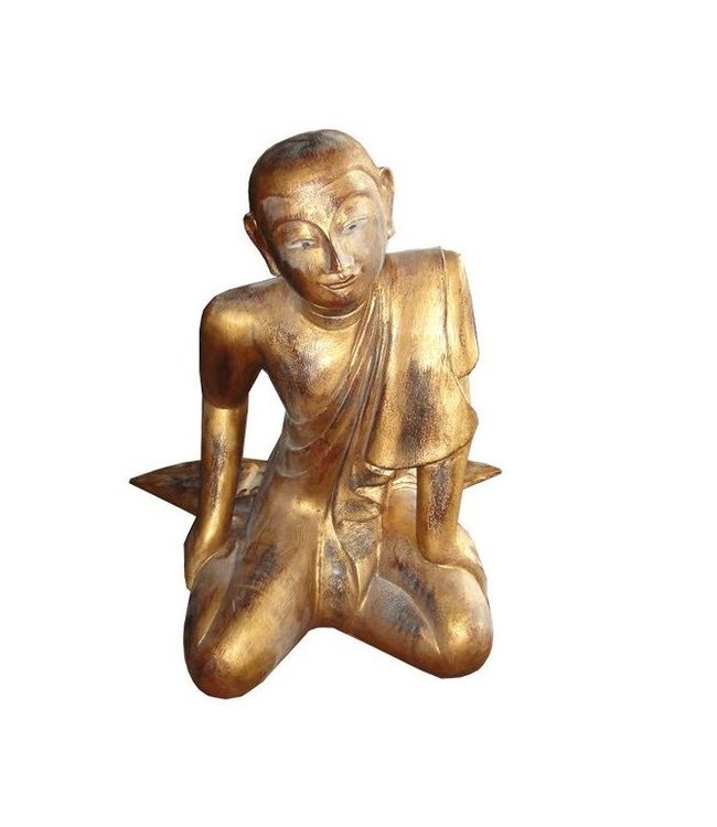 Thai Wooden Praying Monk