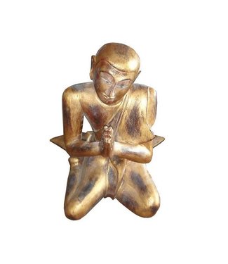 Fine Asianliving Thai Wooden Praying Monk