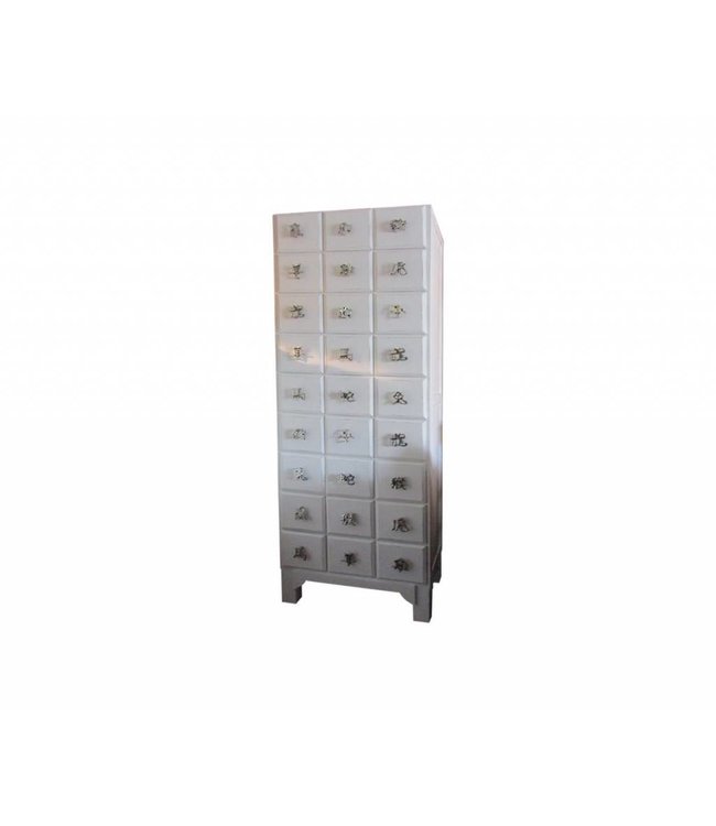 Chinese Kast met Handgemaakte Aluminium Chinese Horoscoop Karakters B53xD34xH177cm