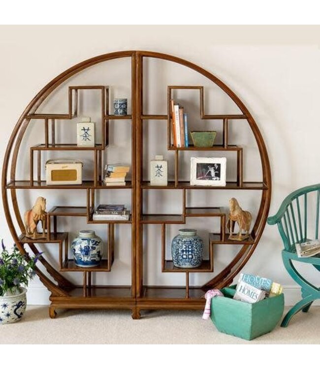 Librería China Gabinete abierto redondo marrón L192xH176cm