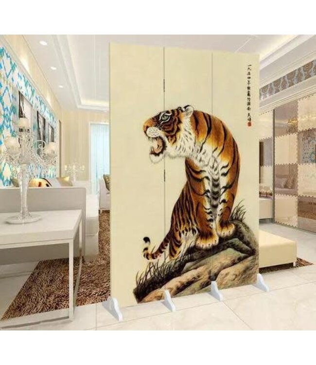 Chinees Kamerscherm Oosters Scheidingswand B120xH180cm 3 Panelen Chinese Tijger