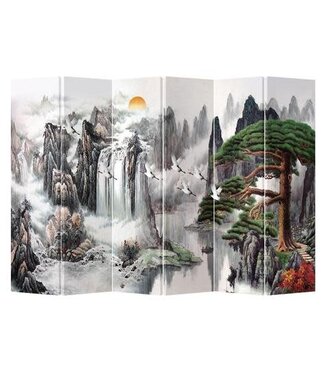 Fine Asianliving Chinees Kamerscherm Oosters Scheidingswand B240xH180cm 6 Panelen Bergenlandschap