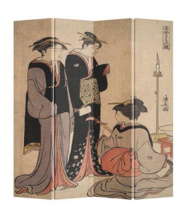 Paravent Japonais L160xH180cm 4 Panneaux Musique des Femmes Japonaises