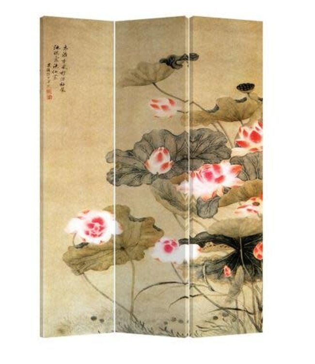 Room Divider Privacy Screen 3 Panel Water Lilies L120xH180cm