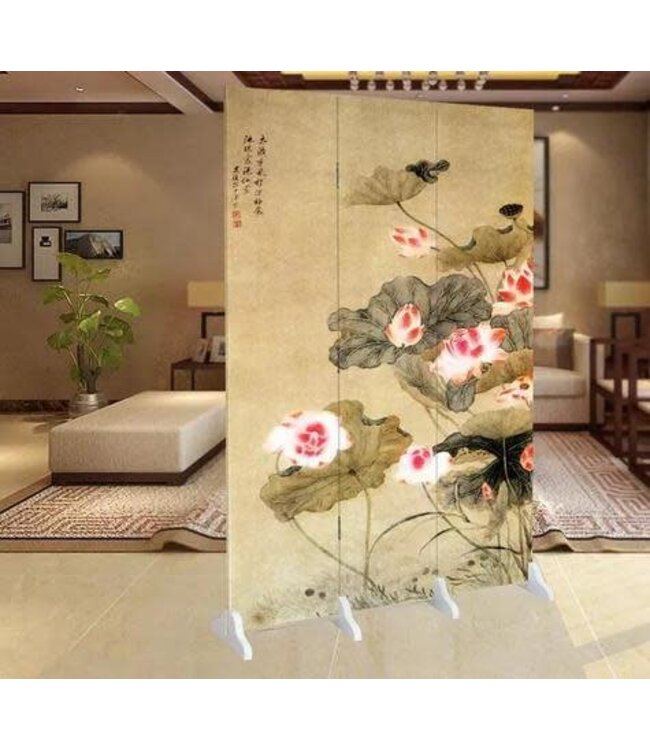 Room Divider Privacy Screen 3 Panel Water Lilies L120xH180cm