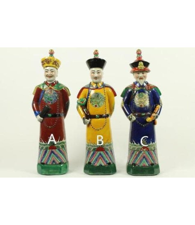 Figurine en Porcelaine de l'Empereur Chinois Trois Générations Ensemble de Statues de La Dynastie Qing/3 L12xP10xH42cm