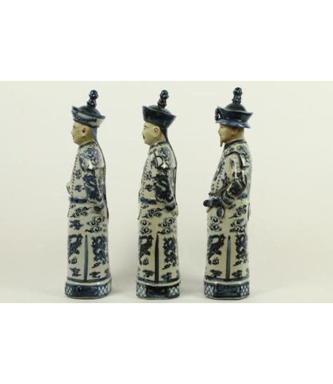 Figurine en Porcelaine Empereur Chinois Trois Générations Statues de La Dynastie Qing Ensemble Fait à La Main/3 L12xP10xH42cm