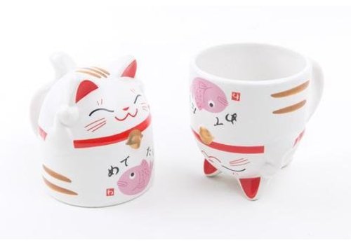 Fine Asianliving Cat Mug Pink 8.5 x 9.8 cm