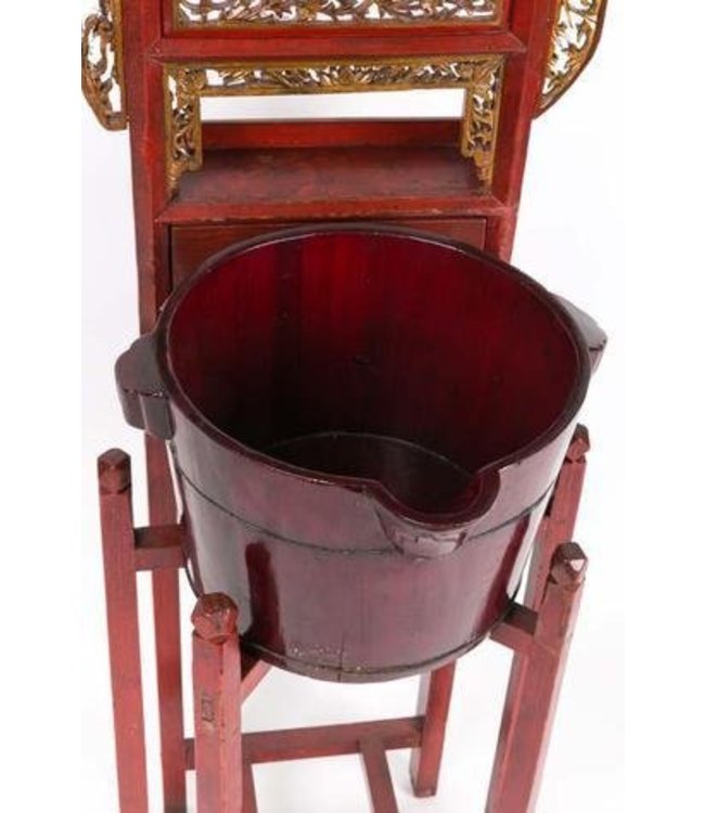 Antique Chinese Red Table for Washbasin W42xH153xD52cm