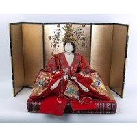 Antieke Japanse Keizer en Keizerin Hina Ningyo Meiji Stijl Set/2