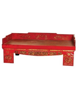 Fine Asianliving Antico Letto Da Oppio Cinese Fatto a Mano Rosso L200xP83xA70cm