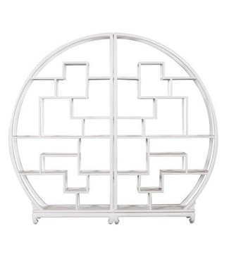 Fine Asianliving Vitrine Ouverte Ronde Chinoise Blanc L176xP26xH192cm