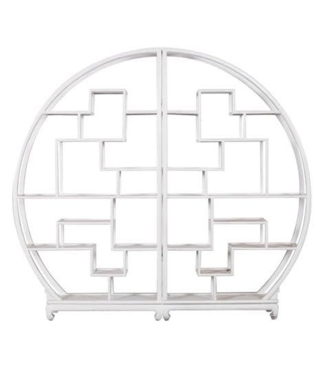 Vitrine Ouverte Ronde Chinoise Blanc L176xP26xH192cm