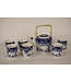 Chinese Theeservies Set/7 Porselein Bloemen Vlinders Blauw Wit