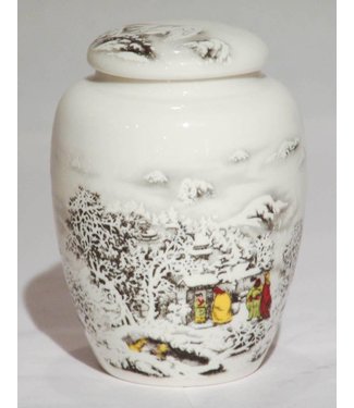 Fine Asianliving Chinese Tea Container Porcelain White Village