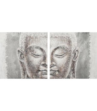 Fine Asianliving Bouddha Peinture Décoration Murale 3D Feuille de Métal en Deux Parties L200xH100cm