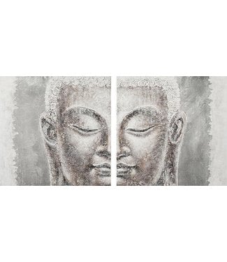 Fine Asianliving Decorazione Murale con Pittura del Buddha 3D Lamina Metallica in Due Parti L200xA100cm