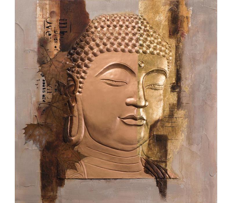 Schilderij Boeddha Gezicht Goud Metal Foil 3D