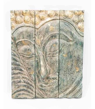 Fine Asianliving Buddha Wooden Panel Handcarved 3D Wall Decor W41xH51cm