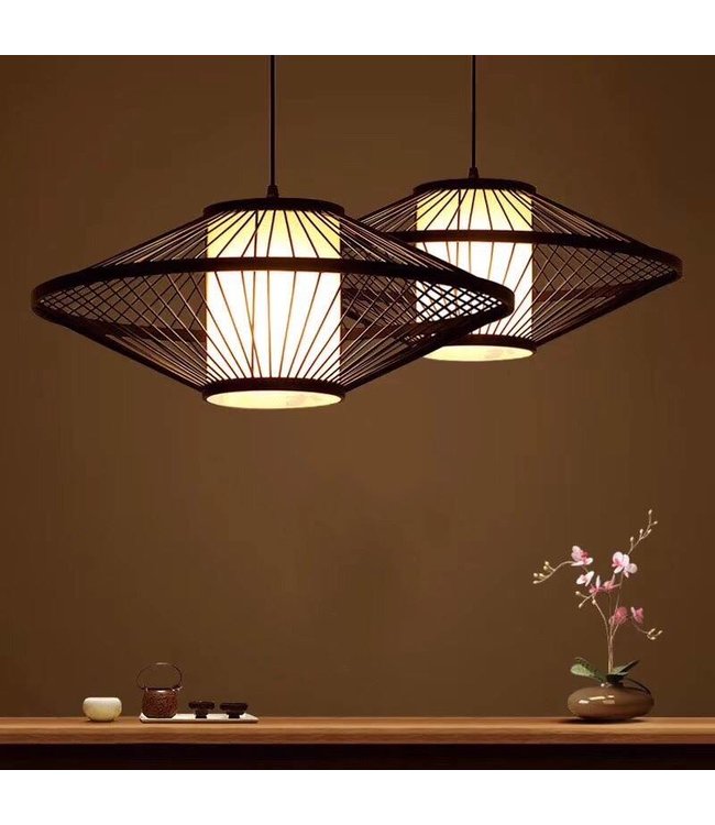 Lampada a Sospensione in Bambù Fatta a Mano - Damian L60xP60xA25cm