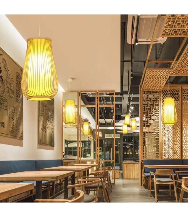 Bamboo Lampshade Pendant Light Handmade - Bella D30xH38cm