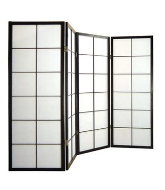 Fine Asianliving Japanese Room Divider L180cmxH130cm Shoji Rice Paper Black 4 Panel