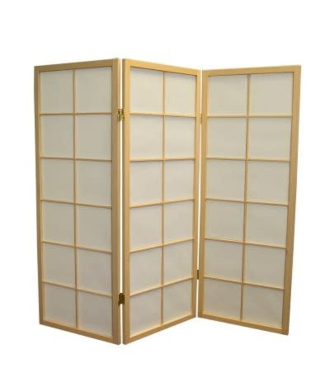 Japanese Room Divider W135cmxH130cm Shoji Rice Paper Natural 3 Panel