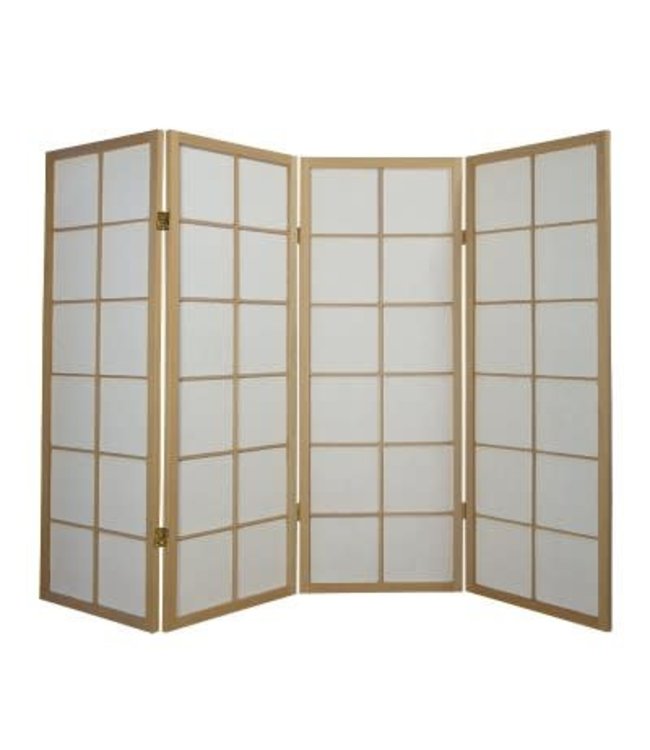 Japanese Room Divider L180cmxH130cm Shoji Rice Paper Natural 4 Panel