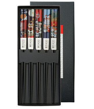 Fine Asianliving Japanse Chopsticks Set/5 - Japanse Lucky Cat Giftbox