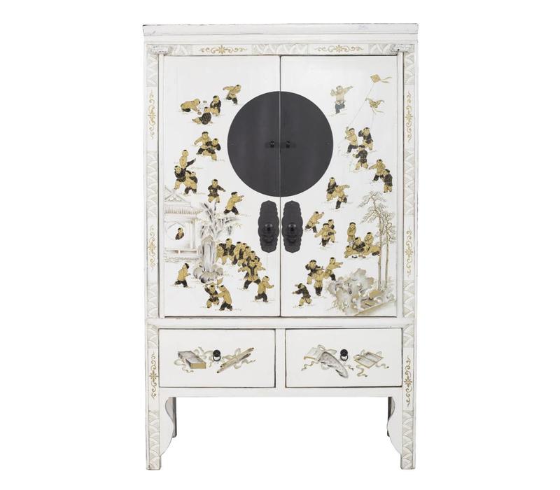 Fine Asianliving Antique Chinese Bridal Cabinet White 108x59x170cm