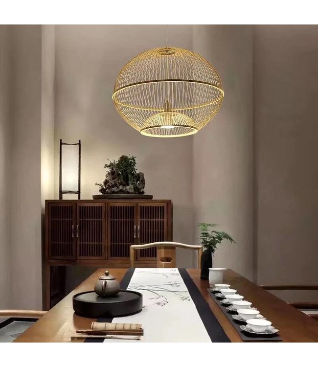 Bamboo Lampshade Pendant Light Handmade - Sisley D50xH40cm