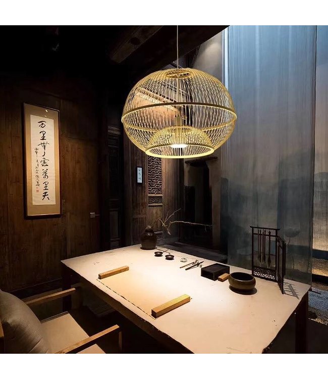 Bamboo Lampshade Pendant Light Handmade - Sisley D50xH40cm