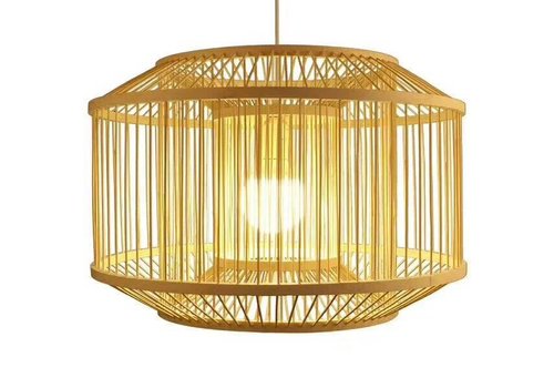 Fine Asianliving Pendelleuchte Beleuchtung Bambus Lampenschirm Handgefertigt - Carina B50xT50xH35cm