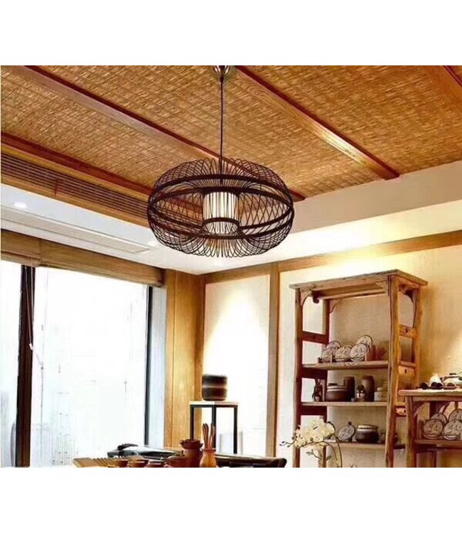 Lámpara de Techo Colgante de Bambù Hecha a Mano - Morris An46xP46xAl22cm